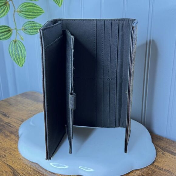 Relic TriFold Wallet Checkbook Insert Brown Paisley Saddle Tooled Leather Boho - Picture 8 of 14